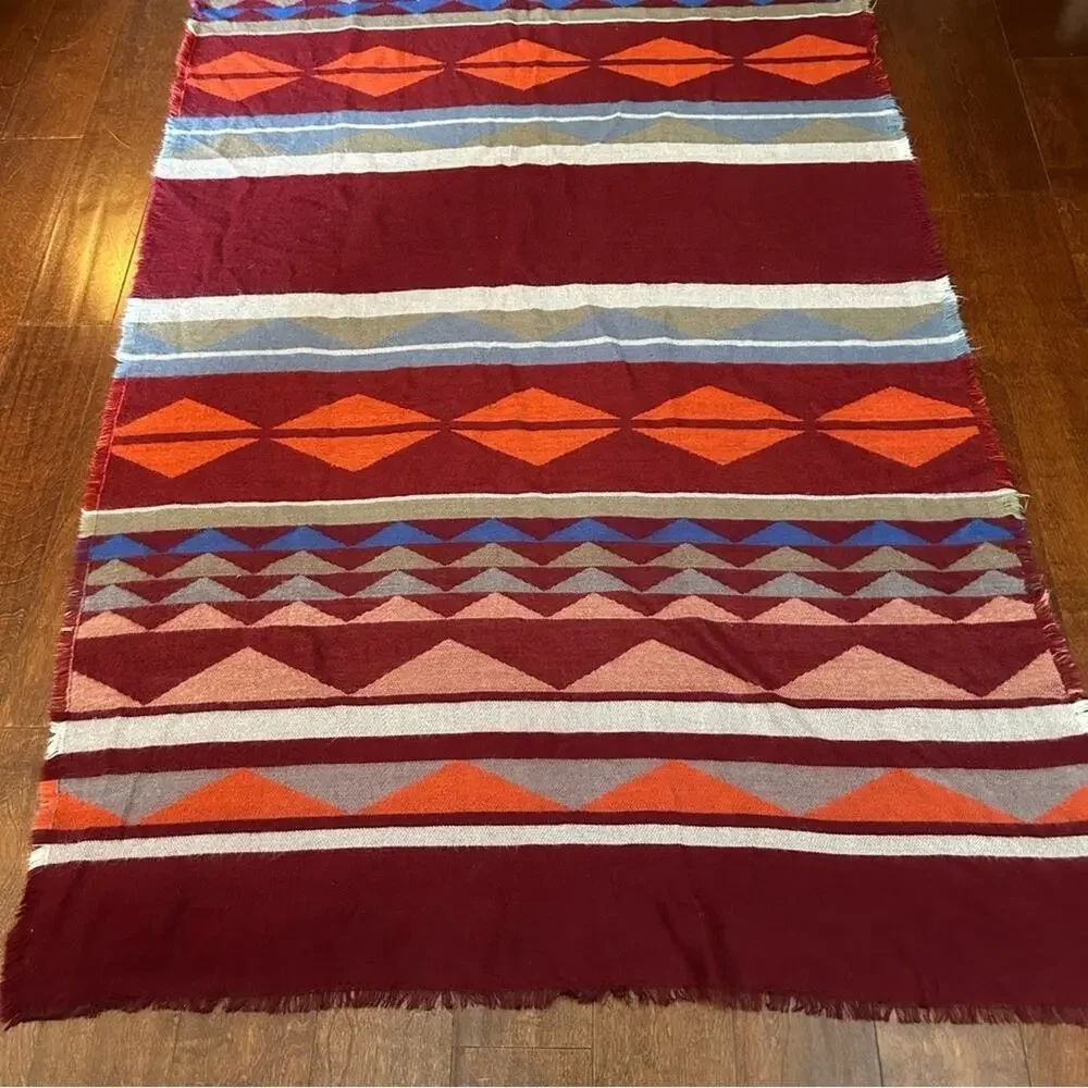 Southwestern Multicolored Cozy Wrap, Geometric Design, Perfect for Cool Nights
